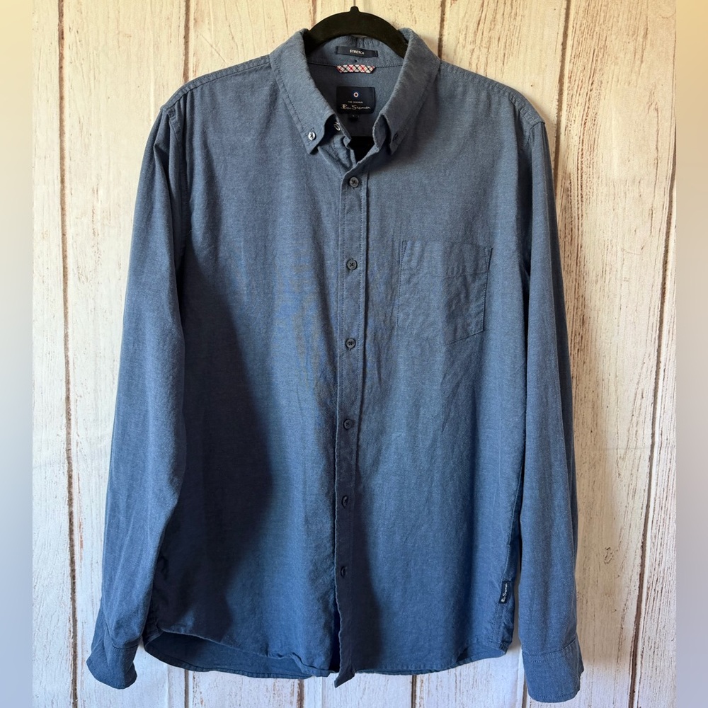 Ben Sherman Men's Stretch Cotton Long Sleeve Button
Down Shirt in Blue L
